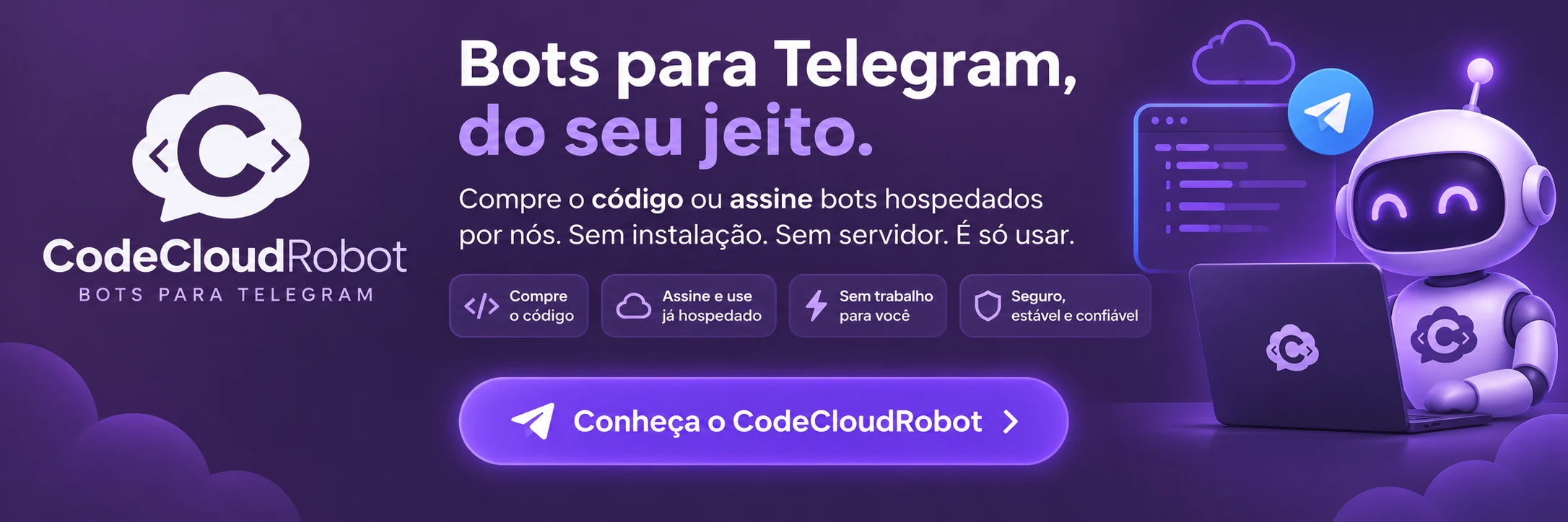 CodeCloudRobot - Compre ou alugue bots no Telegram